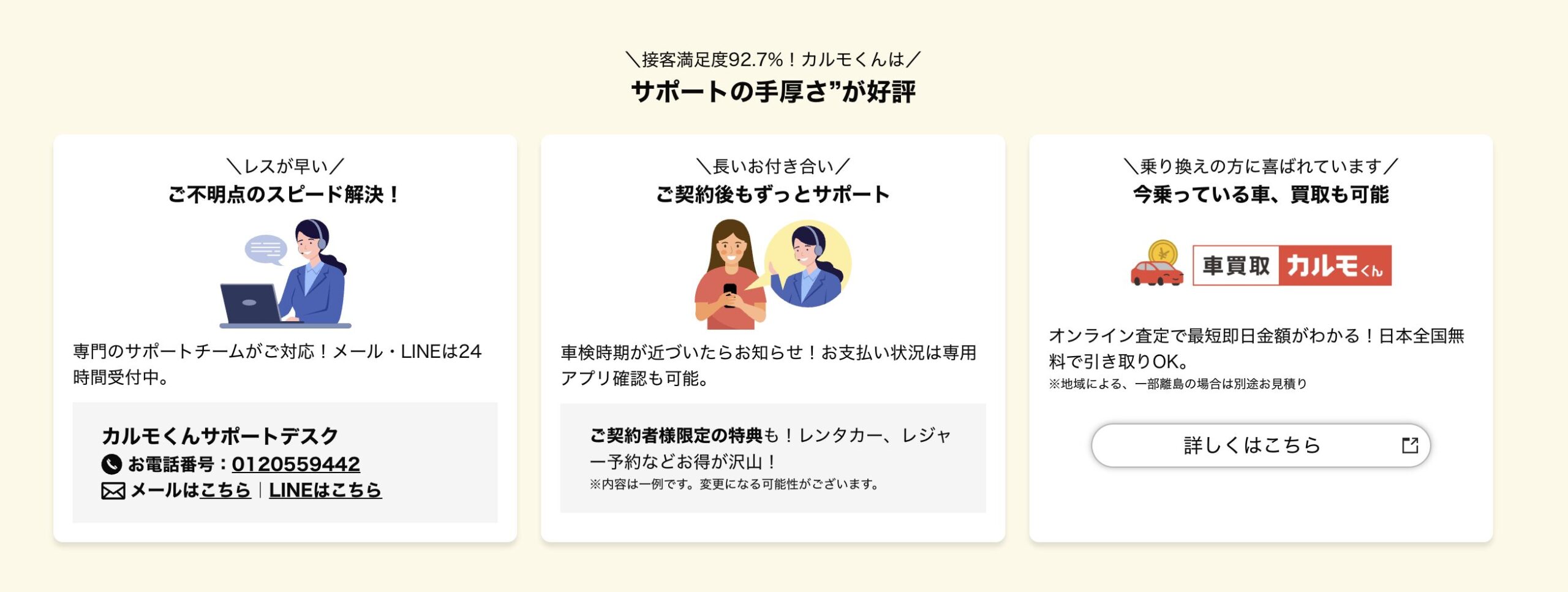 カルモくんはサポートの手厚さが評価されている