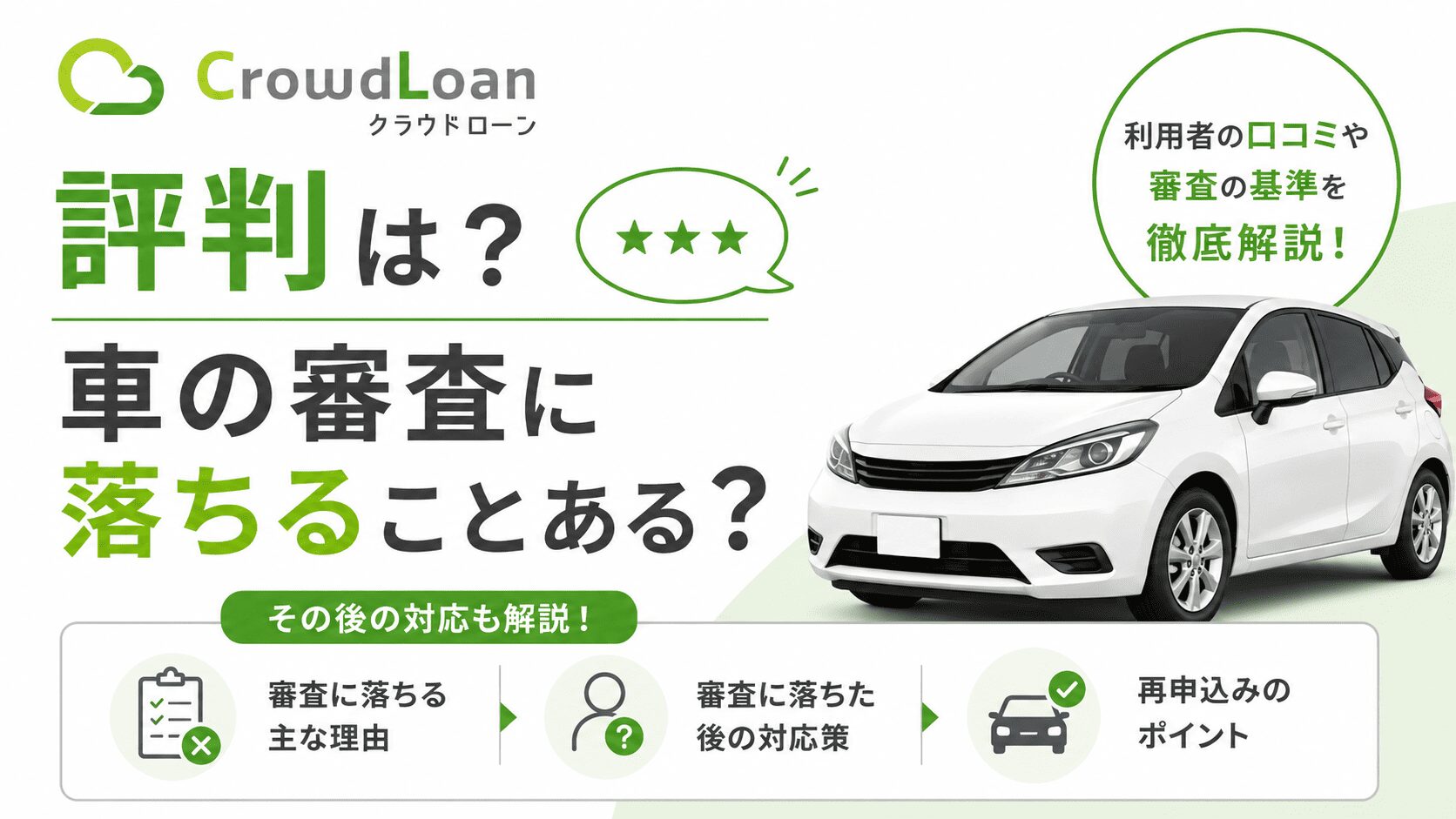 クラウドローンの評判は?車の審査に落ちることある?その後対応も