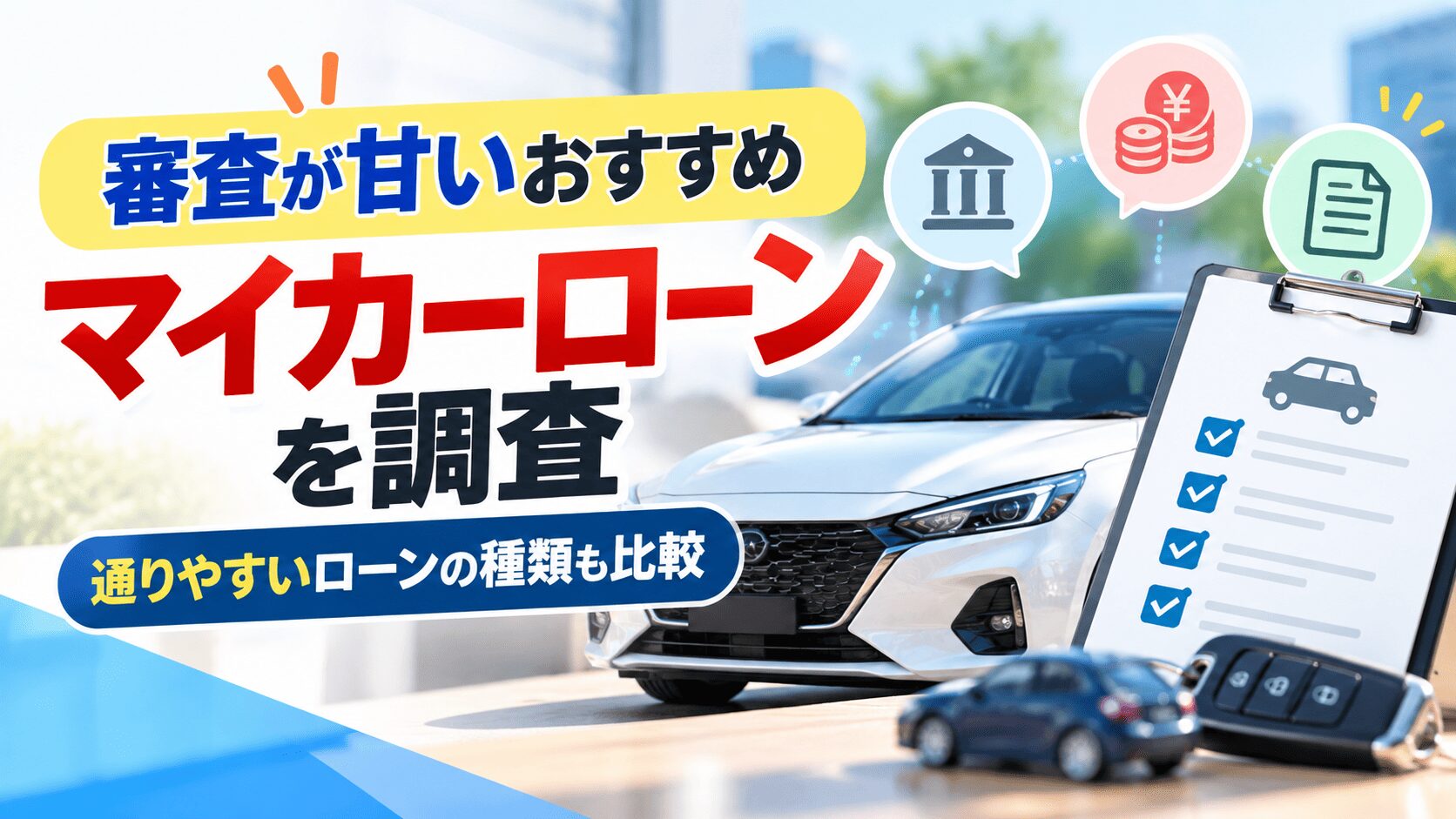 マイカーローン審査が甘いおすすめ!通りやすい種類も比較