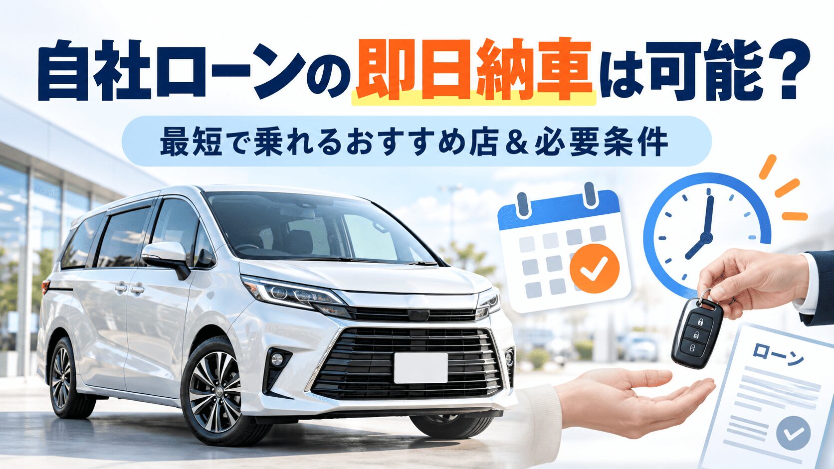 自社ローンの即日納車は可能?最短で乗れるおすすめ店&必要条件