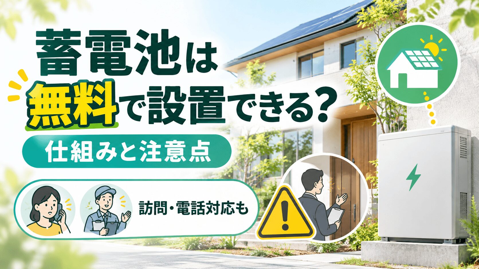 蓄電池は無料で設置できる？仕組みと注意点【訪問・電話対応も】